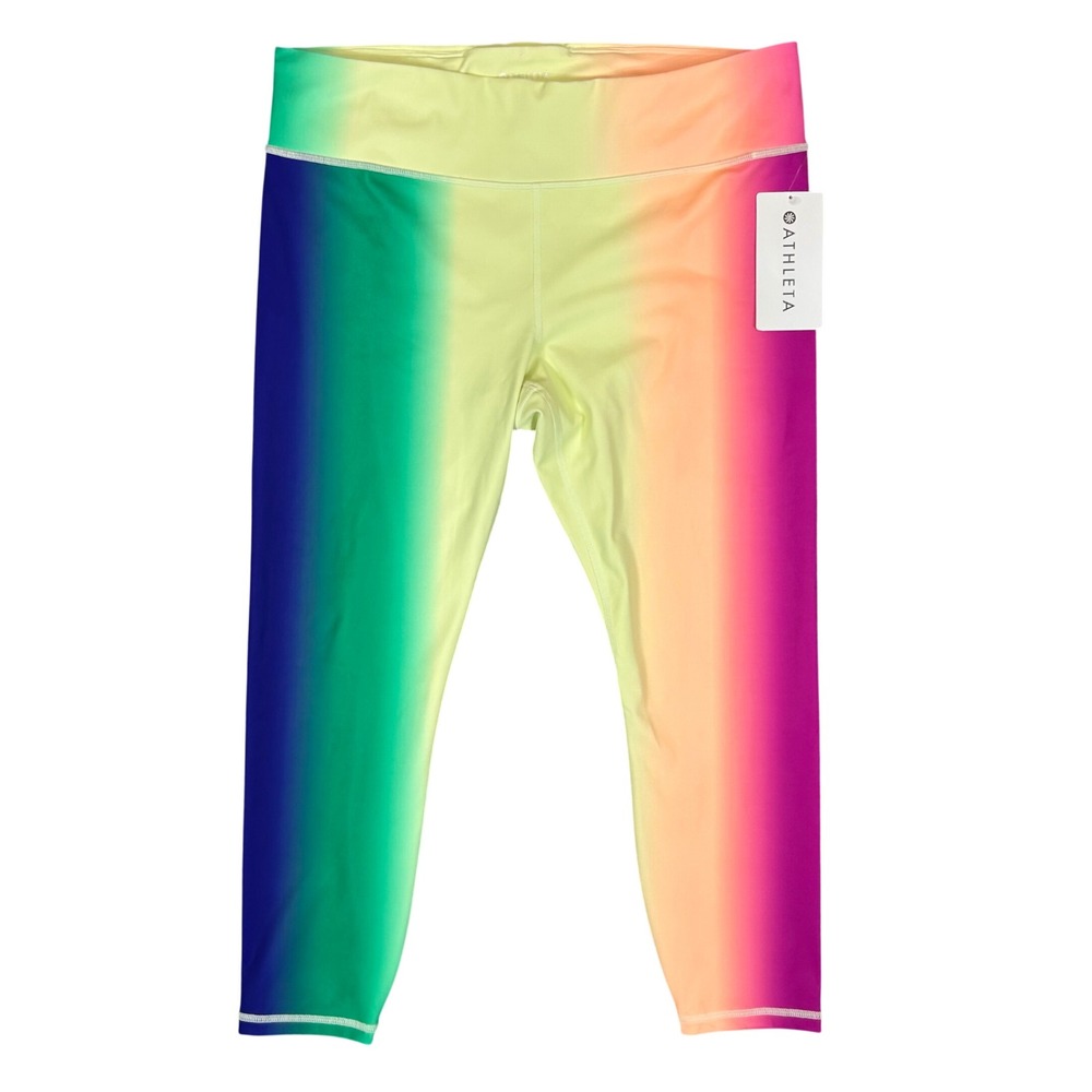 Athleta Contender Love Proudly 7/8 Tight Rainbow Ombre Leggings XL 446674- NWT
